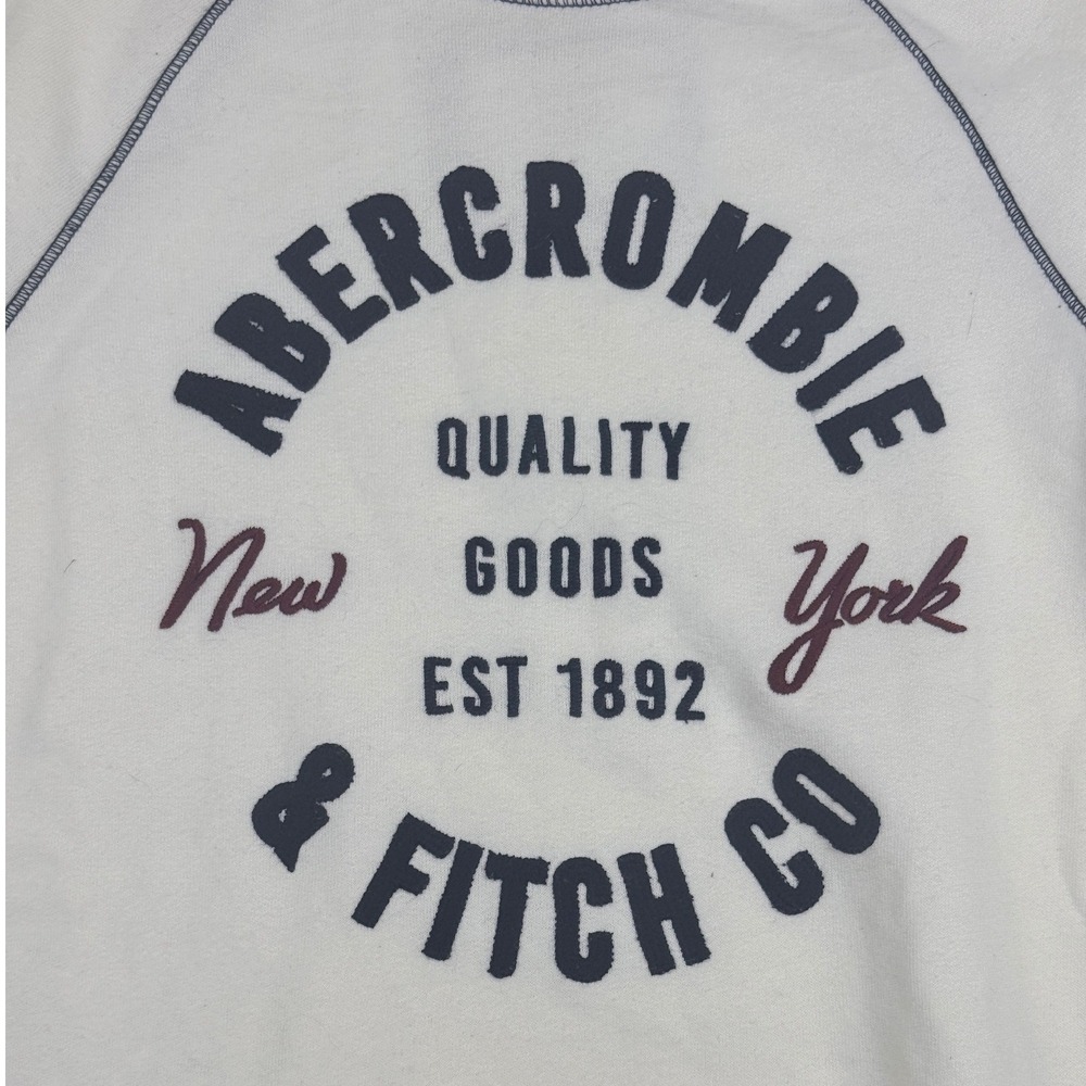 Y2K Style Abercrombie & Fitch Crewneck Long Sleeve Sweatshirt Womens XS White - Picture 2 of 10